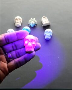 glow-n-dark resincrete skull